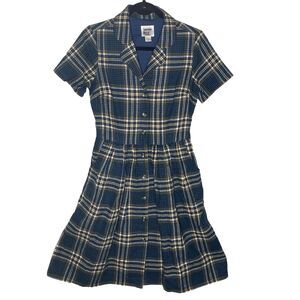 JOANIE Shirt Dress Flannel Plaid Mini V-Neck Short Sleeve Pockets Womens 4 Teal